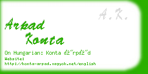 arpad konta business card